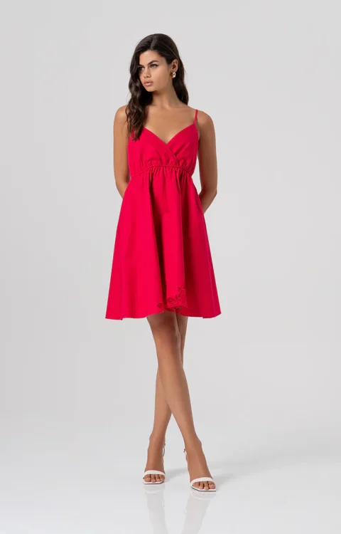 ABITO CORTO ROSSO FRAGOLA RICAMI Fracomina