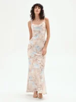 ABITO LUNGO IN RASO FLOREALE Rinascimento