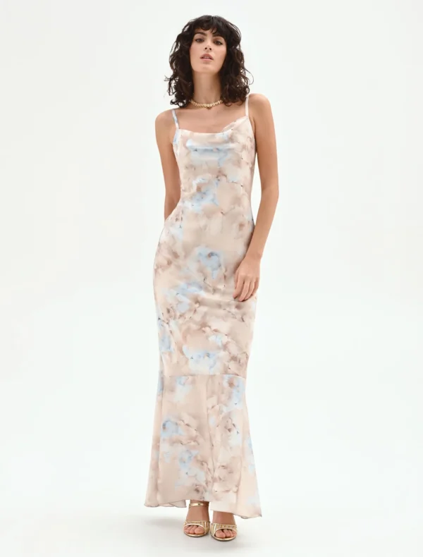 ABITO LUNGO IN RASO FLOREALE Rinascimento