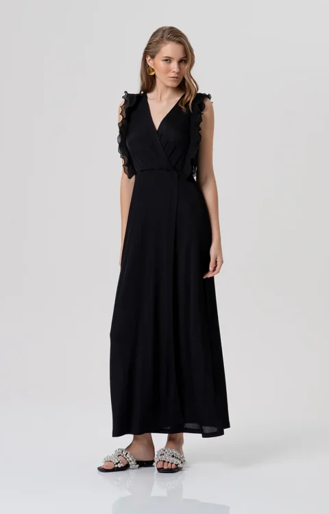 ABITO LUNGO NERO CON ROUCHES Fracomina