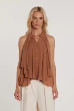 BLUSA CON VOILE CAMMELLO Fracomina