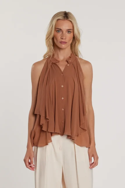 BLUSA CON VOILE CAMMELLO Fracomina