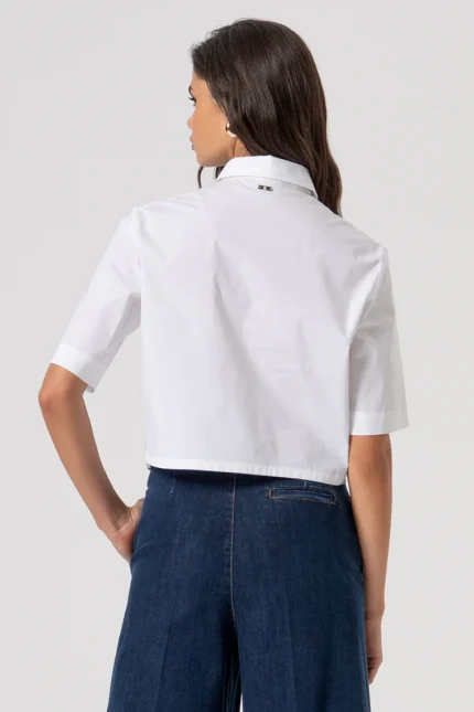 CAMICIA CROP BIANCA RICAMI Fracomina