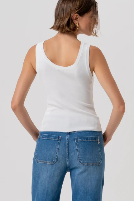 CANOTTA TOP BIANCA FULL STRASS Fracomina