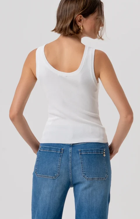 CANOTTA TOP BIANCA FULL STRASS Fracomina