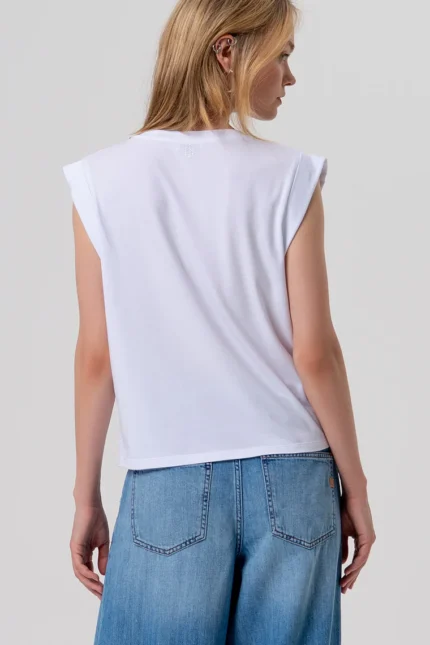 CANOTTA TOP OVER STRASS BIANCA Fracomina