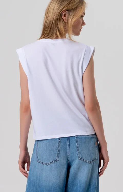 CANOTTA TOP OVER STRASS BIANCA Fracomina