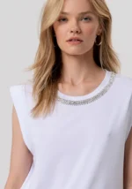 CANOTTA TOP OVER STRASS BIANCA Fracomina