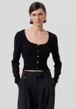 CARDIGAN CROP SCOLLO A CUORE NERO Fracomina