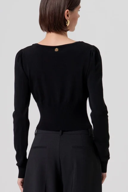 CARDIGAN CROP SCOLLO A CUORE NERO Fracomina