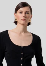 CARDIGAN CROP SCOLLO A CUORE NERO Fracomina