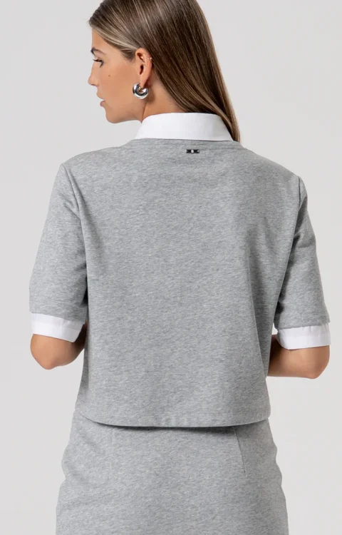 FELPA CROP GRIGIA E APPLICAZIONI Fracomina