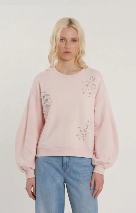 FELPA ROSA CON PERLE relish