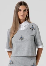 FELPA CROP GRIGIA E APPLICAZIONI Fracomina