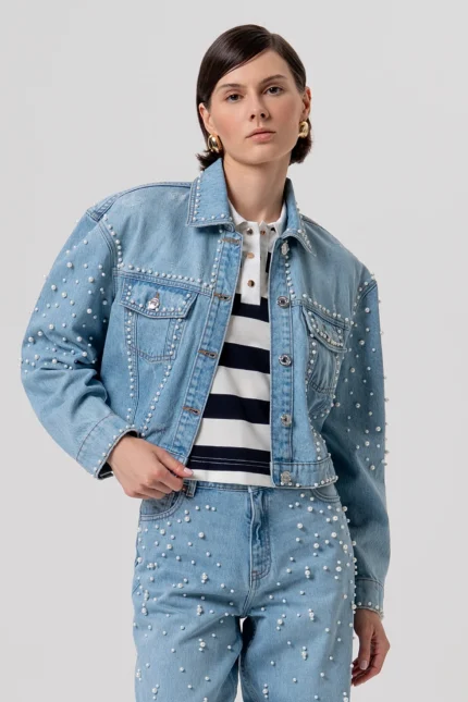 GIACCA DI JEANS CON PERLE Fracomina
