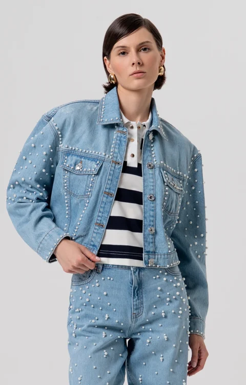 GIACCA DI JEANS CON PERLE Fracomina