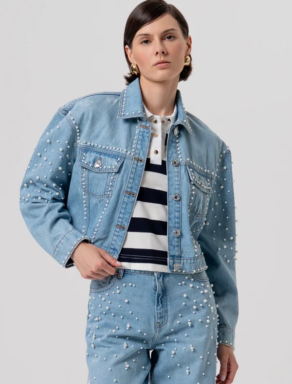 GIACCA DI JEANS CON PERLE Fracomina