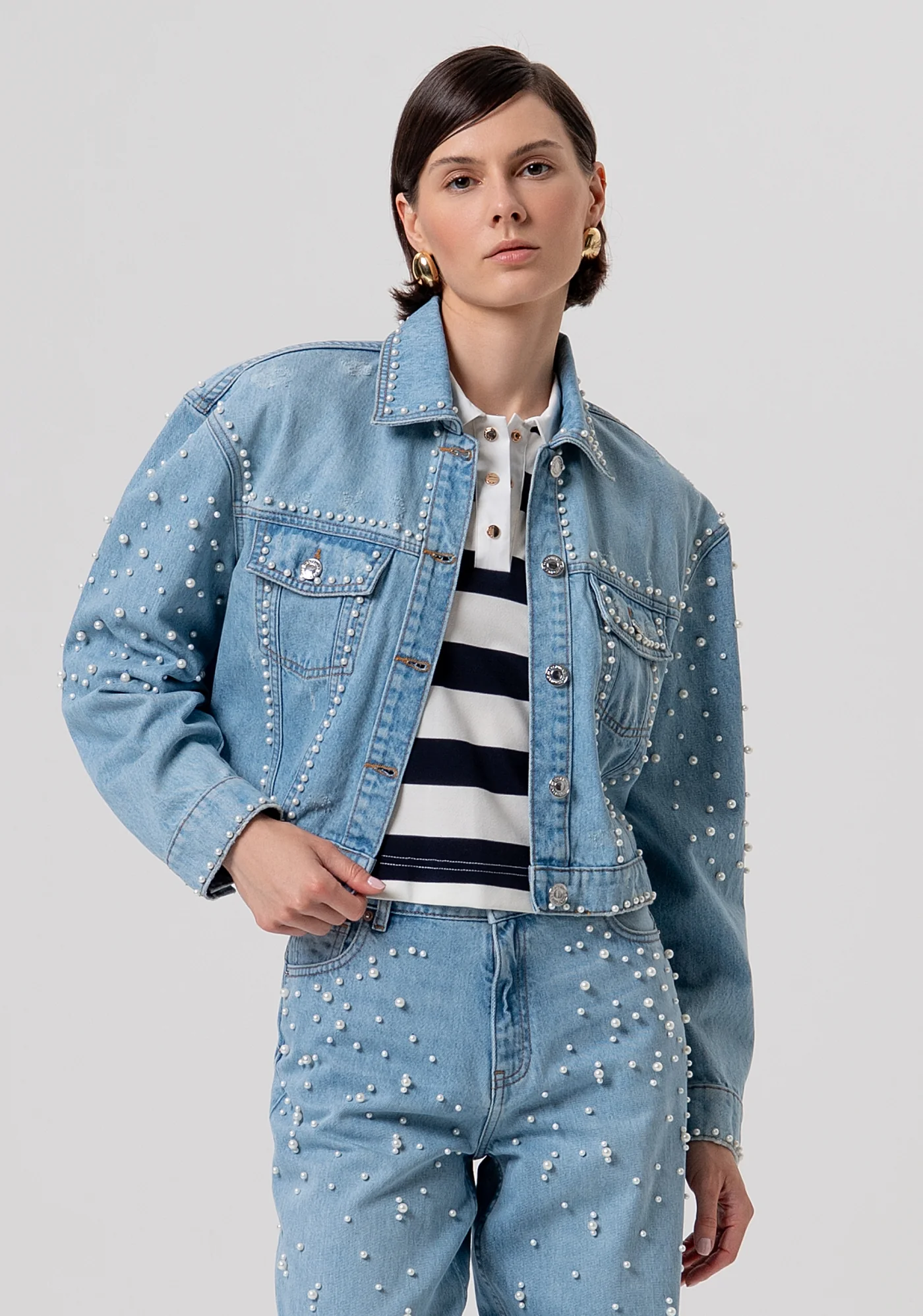GIACCA DI JEANS CON PERLE Fracomina GIACCA DI JEANS CON PERLE Fracomina