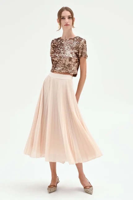 GONNA MIDI PLISSÉ AVORIO Rinascimento