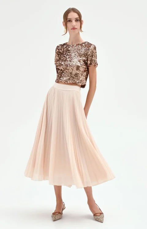 GONNA MIDI PLISSÉ AVORIO Rinascimento