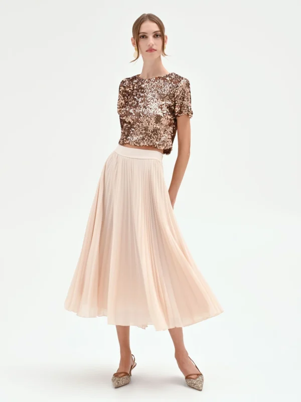 GONNA MIDI PLISSÉ AVORIO Rinascimento