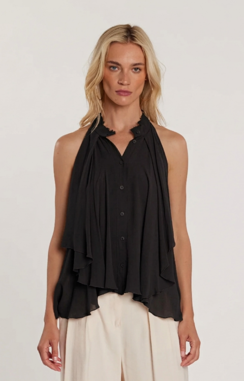 BLUSA CON VOILE NERA Fracomina