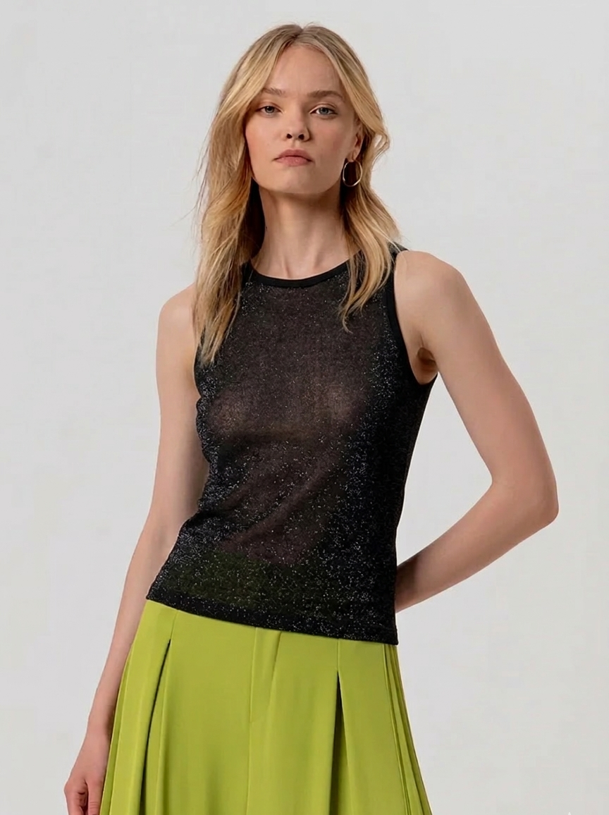 CANOTTA TOP NERO LUREX Fracomina CANOTTA TOP NERO LUREX Fracomina