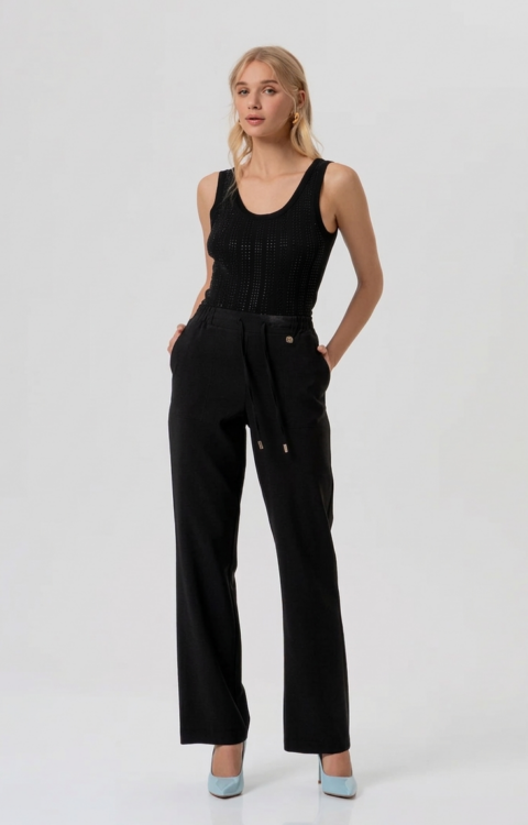 PANTALONE MORBIDO CON COULISSE NERO Fracomina