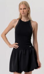 TOP NERO CON BORCHIE Fracomina