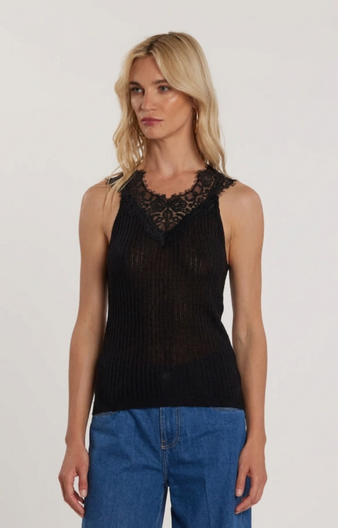 TOP CANOTTA NERA PIZZO Relish