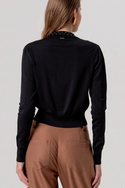 CARDIGAN NERO CON BORCHIE Fracomina
