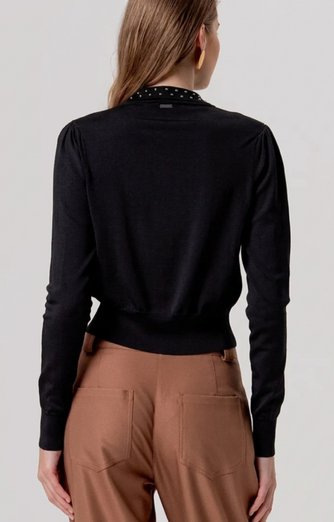CARDIGAN NERO CON BORCHIE Fracomina