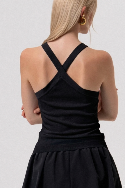 TOP NERO CON BORCHIE Fracomina