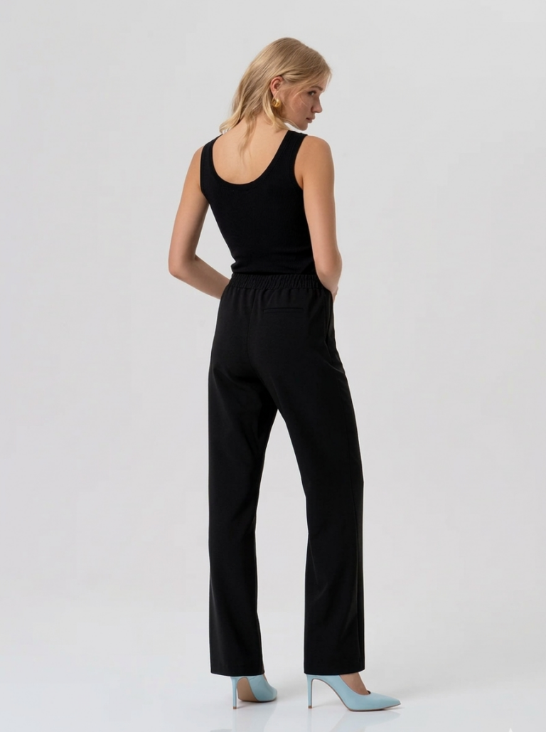 PANTALONE MORBIDO CON COULISSE NERO Fracomina