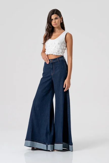 JEANS A PALAZZO CON RISVOLTO Fracomina