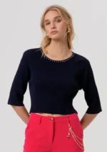 MAGLIA CROP BLU Fracomina