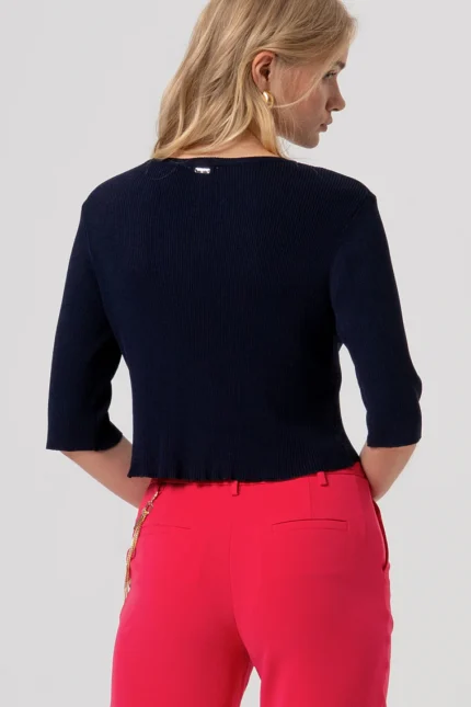 MAGLIA CROP BLU Fracomina