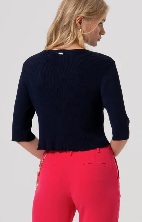 MAGLIA CROP BLU Fracomina