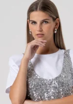 T-SHIRT CROP E TOP PAILLETTES Fracomina