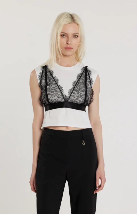 T-SHIRT CROP INSERTO PIZZO Relish