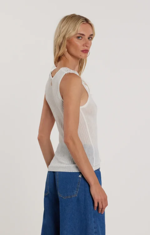 TOP CANOTTA BIANCA PIZZO Relish