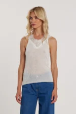 TOP CANOTTA BIANCA PIZZO Relish