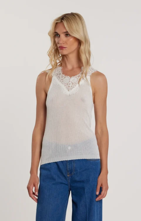 TOP CANOTTA BIANCA PIZZO Relish