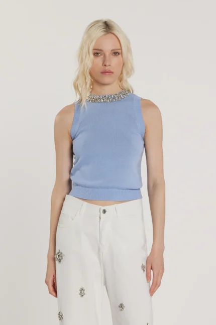 TOP CANOTTA GIOIELLO AZZURRA Relish