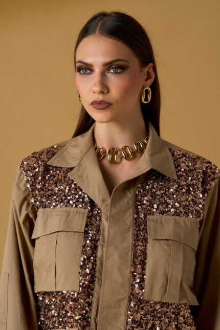 SAHARIANA BEIGE CON PAILLETTES No Sectres