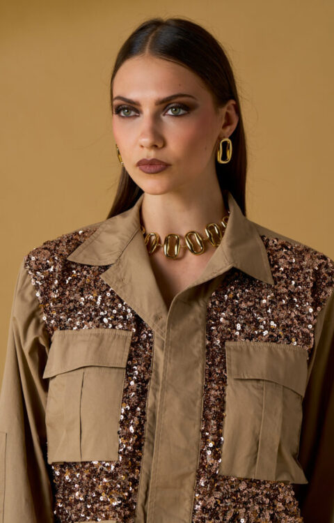 SAHARIANA BEIGE CON PAILLETTES No Sectres