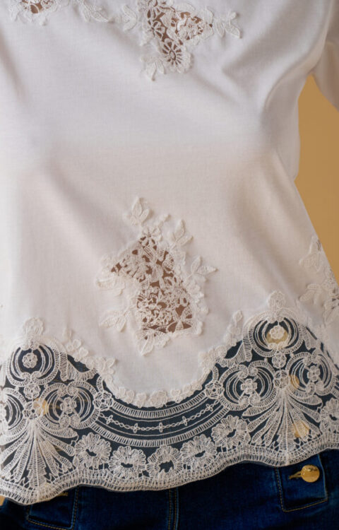 T-SHIRT BIANCA PIZZO No Secrets